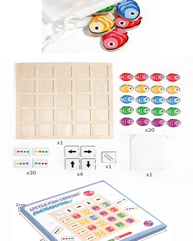 Montessori Wooden Toys Children Logical Thinking Training Direction Color Cognition Educational Battle Battle Board Game Gifts