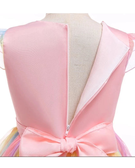 Kids Unicorn Dress for Girls Party Dresses Flower Appliques Ball Gown Little Girl Princess Costumes Summer Children Clothing