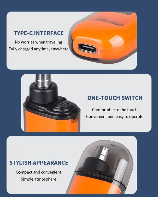 2 In 1 Electric Portable Ear And Nose Hair Trimmer Clipper 2024 Professional Painless Portable Eyebrow For Men