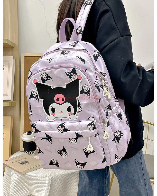 Sanrio Backpack For Kids Cartoon Hello Kitty Kuromi Bookbag Student Teenager Girl Boy Nylon Shoulders Bag Schoolbag Kawaii Bags