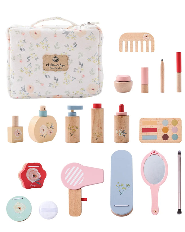 Wooden Baby Toys Simulation Cosmetics Set Pretend Makeup Toys Girls Playing House Game Children Early Education Montessori Toys