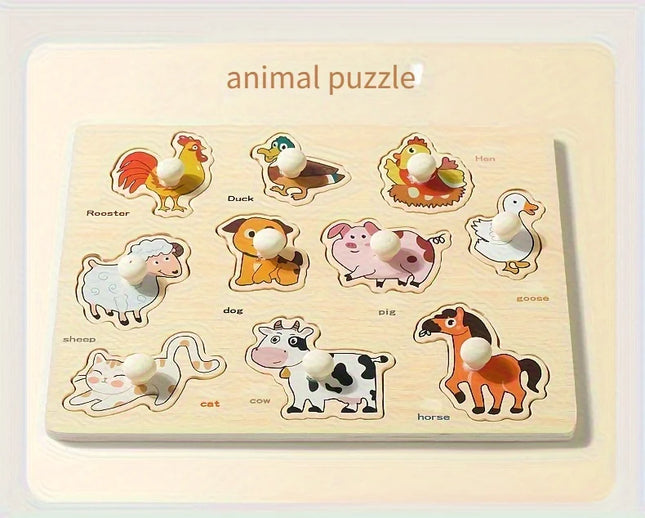 Montessori early education geometry beginner puzzle board, hand-held fixed board puzzle development, puzzle block shape matching
