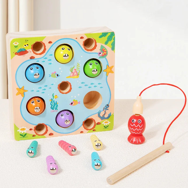Wooden Fishing Game Toys Children Early Education Color Cognitive Toy Kids Interactive Games Toys for Gifts Fine Motor Skill
