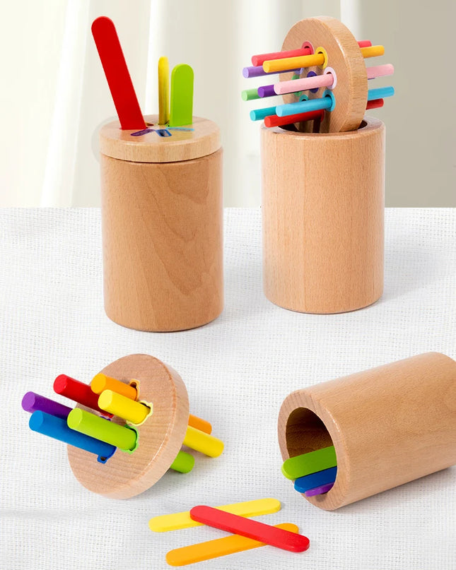 Montessori Toys Wooden Color Sorting Toys Fine Motor Skills Sensory Matching Games Educational Kid Toys For 1-3 Year Old 3+ Gift