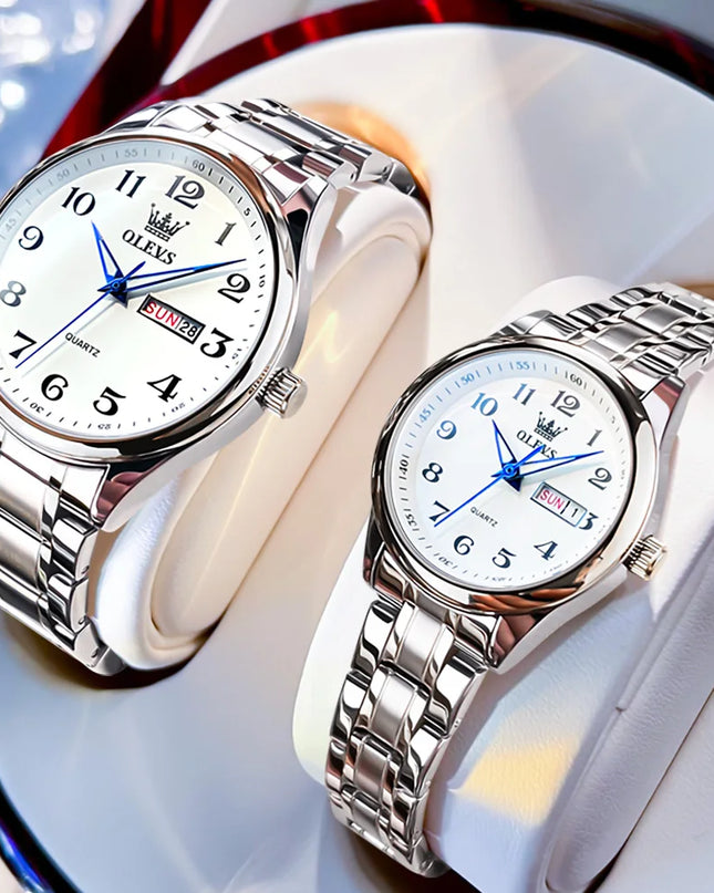OLEVS 5567 Couple Watches Waterproof Luminous Wristwatch for Lover Date Men‘s and Women's Wristwatch Simple Fashion