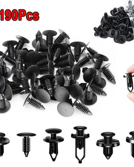 190PCS Car Retainer Clips 6 Sizes – Automotive Plastic Fasteners Kit for Auto Trim Panel Bumper Body Repair Tools