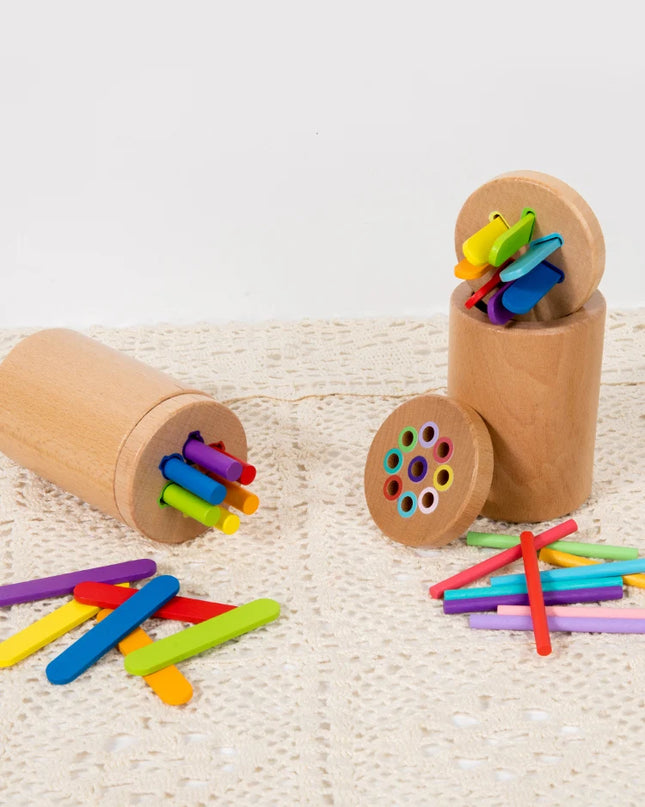 Montessori Toys Wooden Color Sorting Toys Fine Motor Skills Sensory Matching Games Educational Kid Toys For 1-3 Year Old 3+ Gift