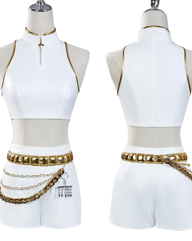 Anime Zoey Rumi Mira Cosplay Costume White PU Leather Uniform Role Play for Party Halloween Carnival Outfits