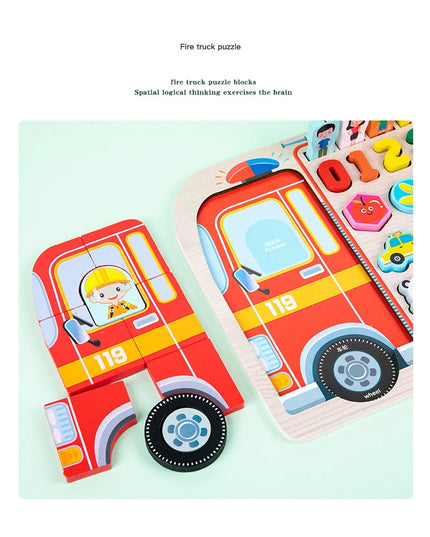 Montessori Educational Wooden Toys Preschool Children Fire Truck Busy Board Math Fishing Games Early Toys For Kids Xmas Gifts