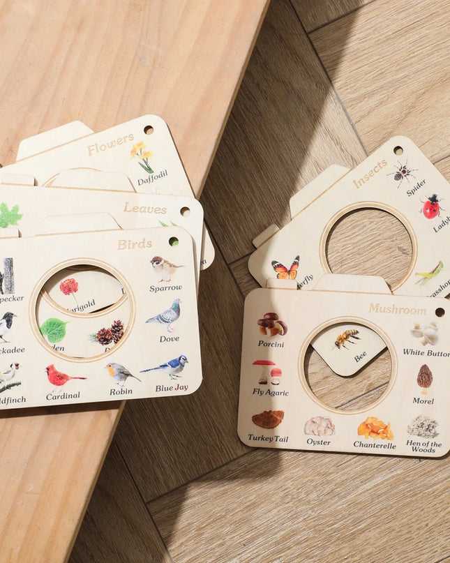 Montessori Wood Book Toys Educational Toys Outdoor Animals Plants Cognitive Puzzle Toys for Kids Wooden 0 12 Months Baby Toys