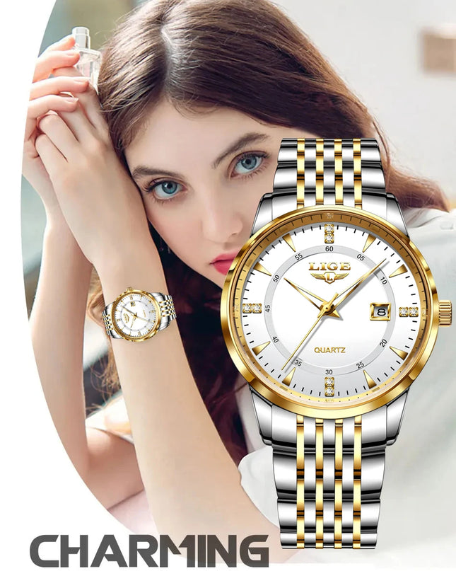 LIGE New Waterproof Watches Women Fashion Women's Bracelet Watch Top Brand Luxury Date Quartz Watch for Women Relogio Feminino