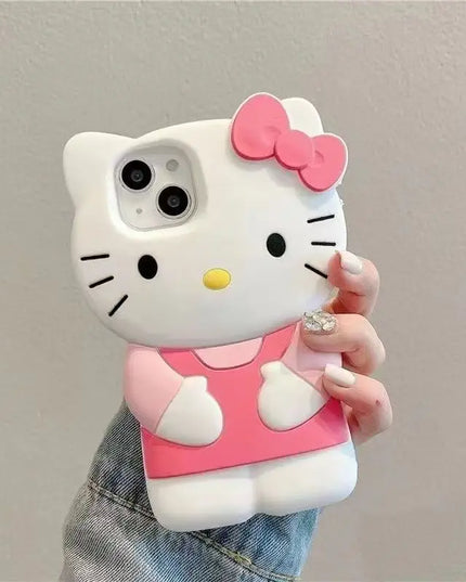 Bowknot Kitty Cat 3D Silicone Soft Phone Case For iPhone 17 Pro Max 16 15 14 Plus 13 Mini 12 11 7 8 4 4S 5 5S X XR SE