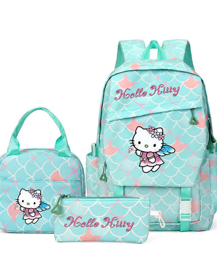 3pcs Hello Kitty Colorful Backpack with Lunch Bag Rucksack Casual School Bags for Boys Girls Women Student Teenagers Sets