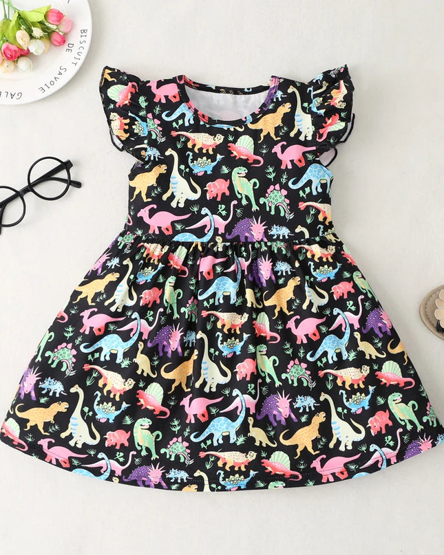 New Baby Girl Clothes Dress Casual Color Unicorn Dinosaur Lovely Korean Summer Cotton Clothing Children Kids Baby Girl Dresses
