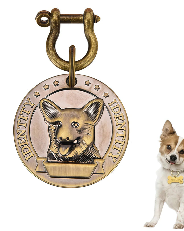VIP Customizable Engraved Pets ID Tag for Dog Cat Bronze Nameplate Tags Personalized  Address Number Dogs Collar ID Pendant