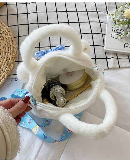 Sanrio Plush Bag Kawaii Kuromi Cinnamoroll Melody Cartoon Anime Handbag Crossbody Cosmetic Travel Storage Bags Women Girls Gifts