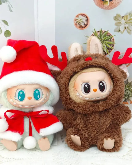 Labubu Doll Clothes Outfit Set For Mini Labubu Idol V1 V2 Christmas Cookie Man Sweater Hat Scarf New Year Party Costume Gift