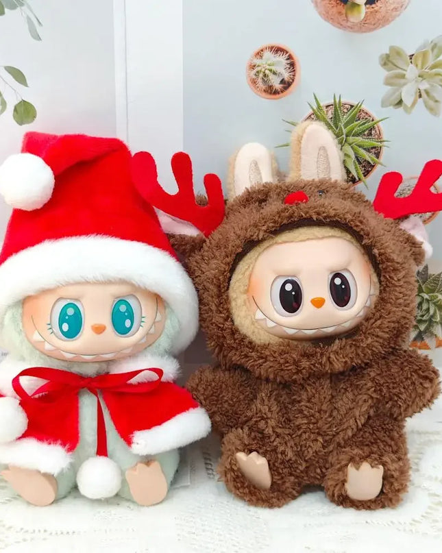 Labubu Doll Clothes Outfit Set For Mini Labubu Idol V1 V2 Christmas Cookie Man Sweater Hat Scarf New Year Party Costume Gift