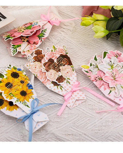 Creative Carnation Thanks Flowers Postcard Exquisite Beautiful Greeting Card Floral Birthday Cards Teacher Day Birthday Gifts