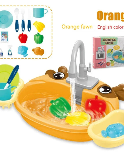 Toy Kitchen Set for Toddlers with Electric Circulating Water, Dishwasher Sink, Imaginative Pretend Play for Kids Boys Girls Ages