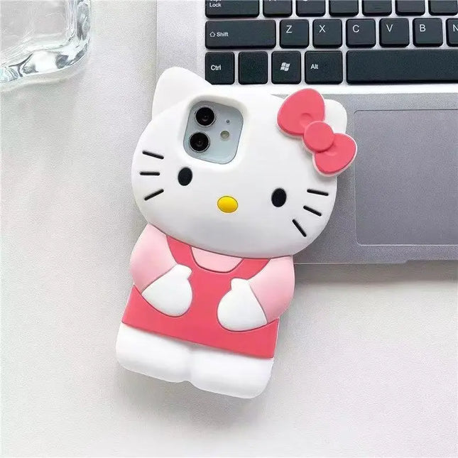 Bowknot Kitty Cat 3D Silicone Soft Phone Case For iPhone 17 Pro Max 16 15 14 Plus 13 Mini 12 11 7 8 4 4S 5 5S X XR SE
