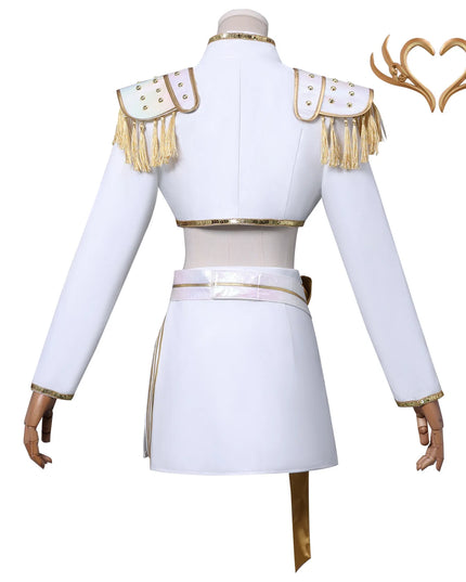 Anime Mira White PU Uniform Cosplay Costume Wig Woman Christmas Halloween Party Clothing