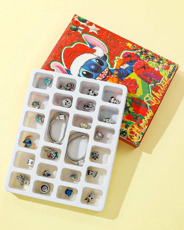 Christmas Disney Stitch Charm DIY Bracelet Fashion Cute Advent Surprise Blind Box for Friend Festival Jewelry Unique Gift