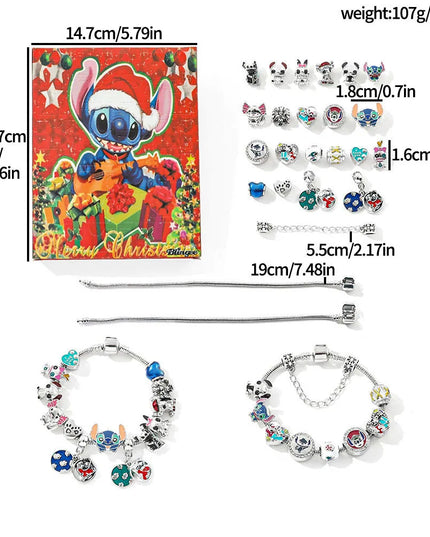 Christmas Disney Stitch Charm DIY Bracelet Fashion Cute Advent Surprise Blind Box for Friend Festival Jewelry Unique Gift