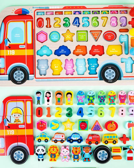 Montessori Educational Wooden Toys Preschool Children Fire Truck Busy Board Math Fishing Games Early Toys For Kids Xmas Gifts