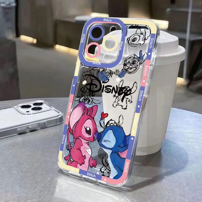 Stitch Artistic Transparent Phone Case For IPhone 17 Air 16 14 12 11 Pro Max 15 Plus 13 Mini 16E Fashion TPU Silicone Soft Cover