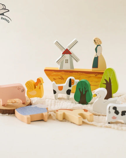 Montessori Game 1Set Of Farm Simulated Wooden Children's Toys Educational Toy Baby Room Decoration Desktop Furnishings Baby Gift