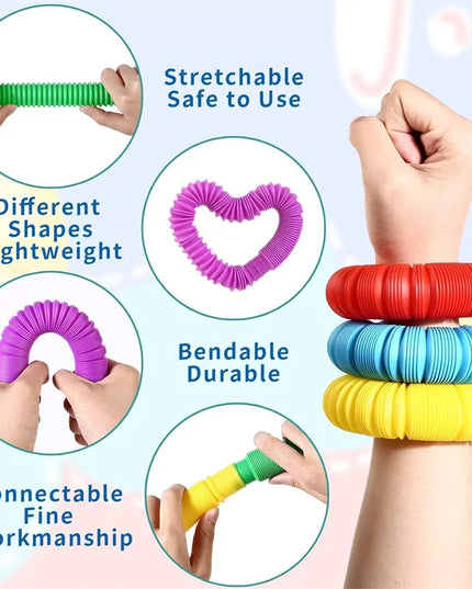 5/10 Pcs Pop Tubes Sensory Fidget Tubes with Autism Classroom Prizes Gifts Fidget Toy Sensory Learning Tubes for Anxiety
