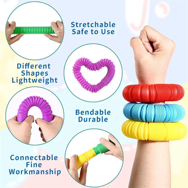 5/10 Pcs Pop Tubes Sensory Fidget Tubes with Autism Classroom Prizes Gifts Fidget Toy Sensory Learning Tubes for Anxiety