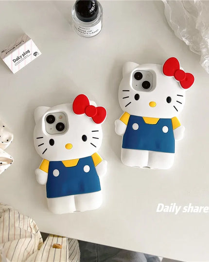 Couple Gift Blue Braces Hello Kitty Cartoon Silicon Back Phone Case for iPhone 12 13 Pro 11 14 15 Pro Max 13 14 Luxury Shell