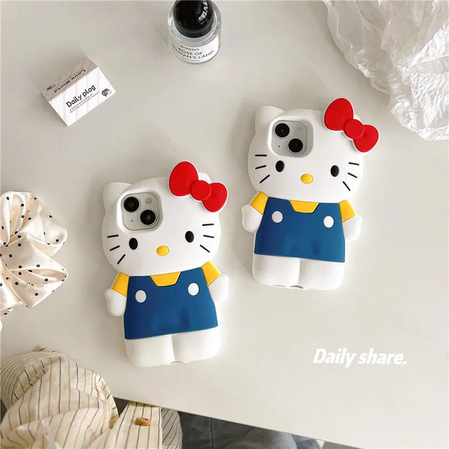 Couple Gift Blue Braces Hello Kitty Cartoon Silicon Back Phone Case for iPhone 12 13 Pro 11 14 15 Pro Max 13 14 Luxury Shell