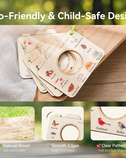 Montessori Wood Book Toys Educational Toys Outdoor Animals Plants Cognitive Puzzle Toys for Kids Wooden 0 12 Months Baby Toys