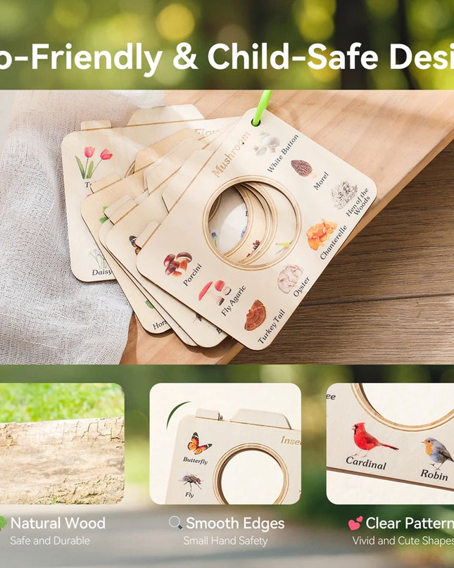 Montessori Wood Book Toys Educational Toys Outdoor Animals Plants Cognitive Puzzle Toys for Kids Wooden 0 12 Months Baby Toys