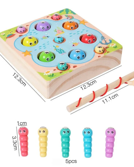 Wooden Fishing Game Toys Children Early Education Color Cognitive Toy Kids Interactive Games Toys for Gifts Fine Motor Skill