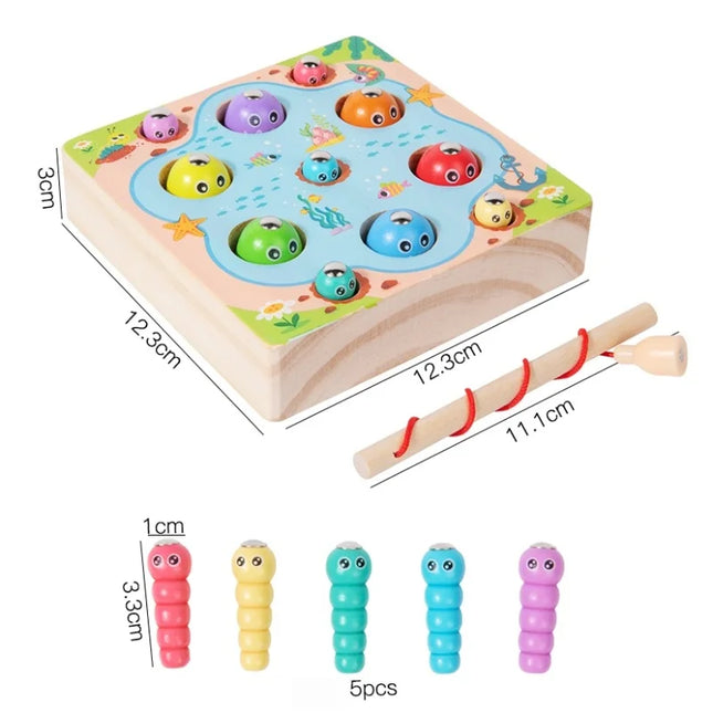 Wooden Fishing Game Toys Children Early Education Color Cognitive Toy Kids Interactive Games Toys for Gifts Fine Motor Skill