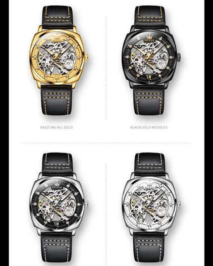 OLEVS 6651 Top Brand Men Watches Fashion Dress Automatic Mechanical Wristwatch Wateproof Luminous Hollow Flywheel Watch for man
