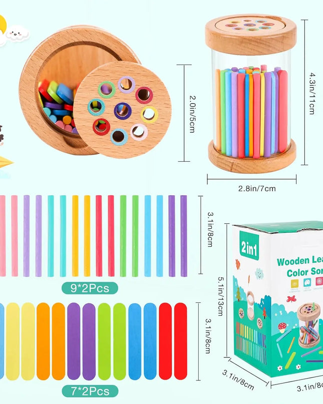 Montessori Toys Wooden Color Sorting Toys Fine Motor Skills Sensory Matching Games Educational Kid Toys For 1-3 Year Old 3+ Gift