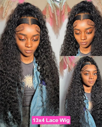 13x4 HD Lace Frontal Wig Deep Wave Frontal Wig 100% Brazilian Curly Human Hair Wigs 4x4 Transparent Lace Front Wig Pre Plucked