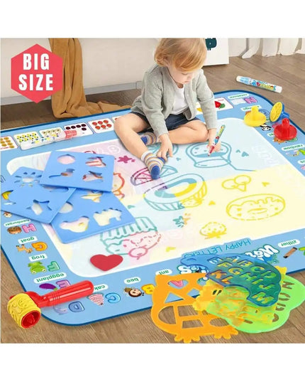 100*80CM Magic Water Doodle Mat for Kids - Reusable Waterproof Drawing Board with Magic Pens, Educational Art Toy for kids