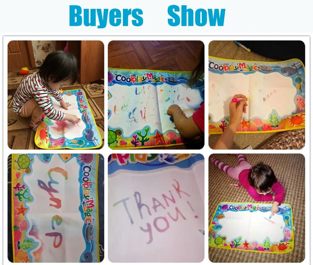 Animal Themes Rainbow Water Drawing Mat with 2 Pens Kids Water Doodle Mat Coloring Books Water Painting Rug Xmas Gift for Kids