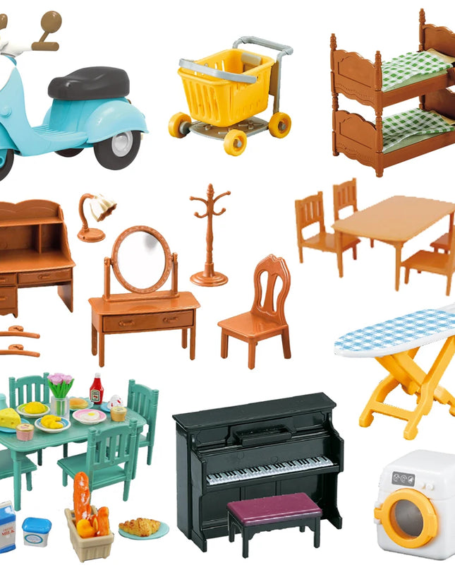 Toys Doll 1:12 Forest Family Montessori Kitchen Compatible Miniature Dollhouse Kitchen Accessories Furniture Pretend Play Gifts