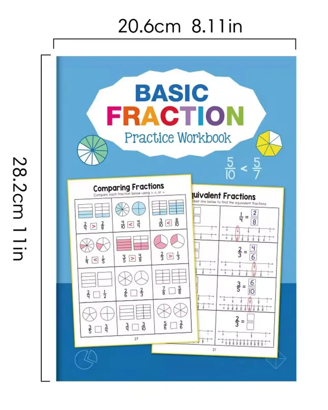 Montessori Fractions Workbook Arithmetic Learning Teaching Aids Grade 3-4 Primary School Math Cognitive Training Test Book