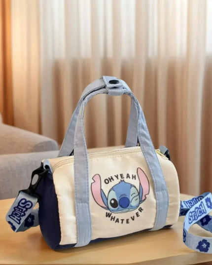 MINISO Stitch Canvas Shoulder Bag For Women Cartoon Strawberry Bear Casual Crossbody Bag Daily Commuting Gift for Kids Christmas