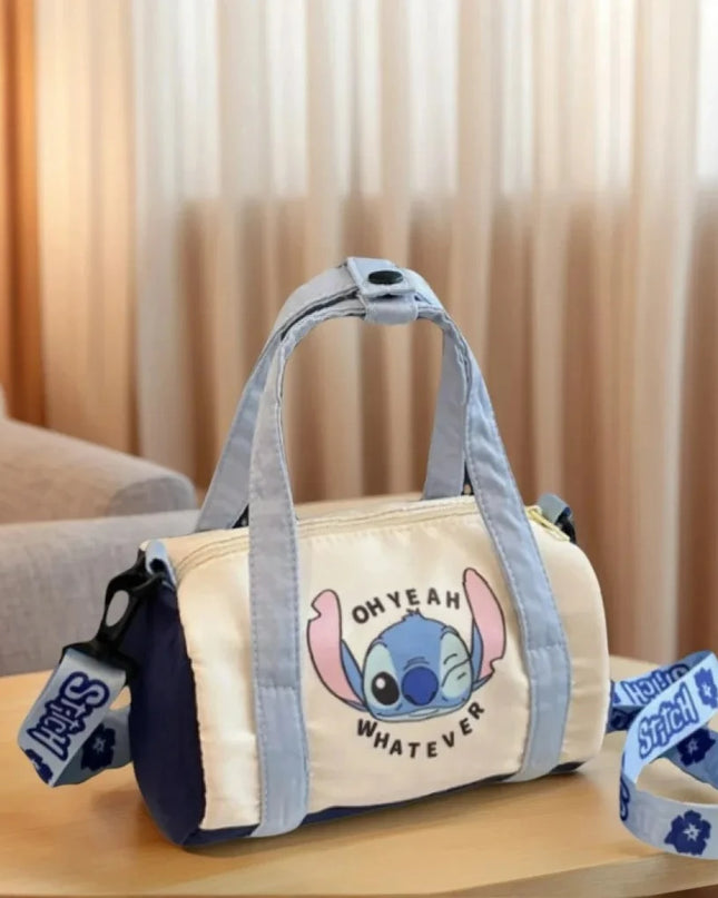 MINISO Stitch Canvas Shoulder Bag For Women Cartoon Strawberry Bear Casual Crossbody Bag Daily Commuting Gift for Kids Christmas