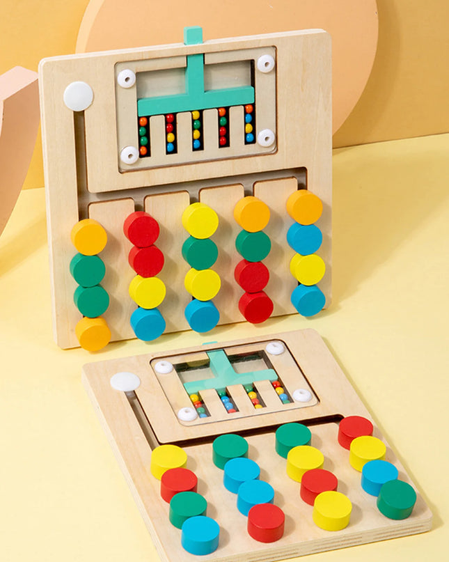 Montessori Wooden Color Matching Puzzles, Logic Game,Thinking Training Enlightenment Hand-eye Coordination Early Educational Toy