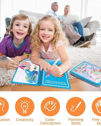 Magical Book Water Drawing Montessori Toys Reusable Coloring Book Magic Water Drawing Book Sensory Early Education for Children